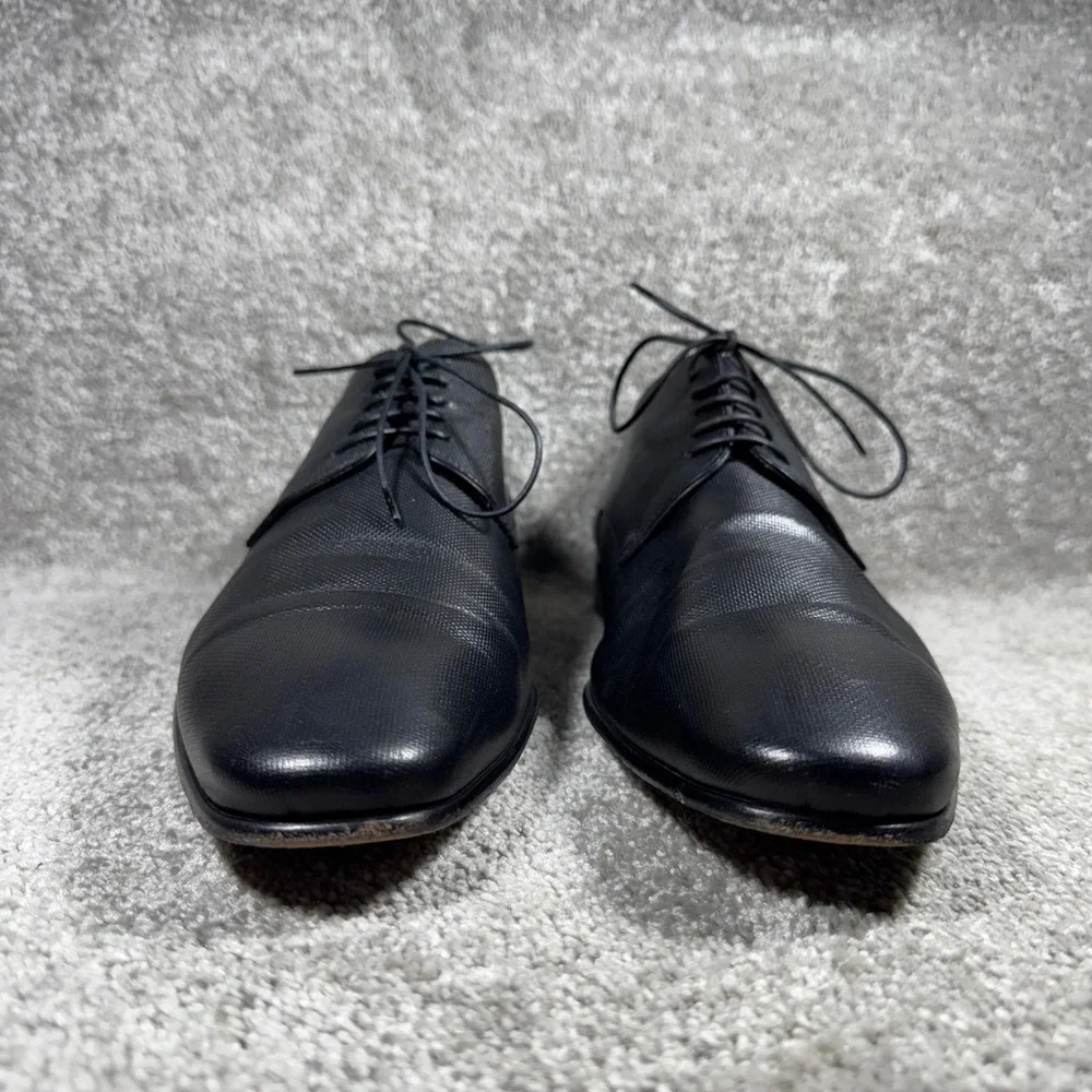 Hugo Boss Derby Shoes Black Micro Textured Leather Made in Italy‎ Mens 11